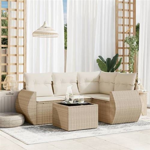 Salon de jardin modulable Vidaxl rotin beige 5 pieces x 70 x 69 