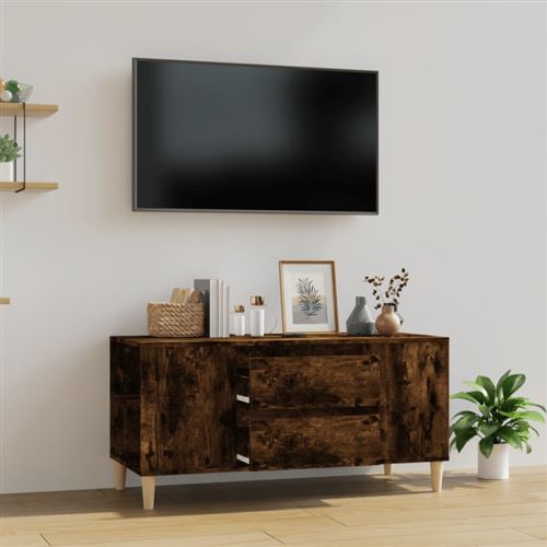 Non Communiqué Marron Meuble Tv Chêne Fumé 102X44,5X50 Cm Bois D Ingénierie - Image 1
