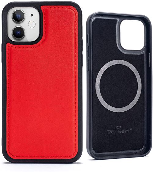 Coque pour iPhone 12 Mini Trop Saint® en Cuir Vegan [Compatible MagSafe] - Rouge