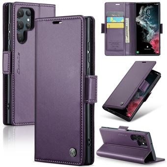 Coque FOXDOCK pour Samsung Galaxy S22 Ultra étui léger en cuir avec fermeture magnétique et blocage RFID, avec 3 emplacements pour cartes, compatible avec Samsung Galaxy S22 Ultra-Violet - 1