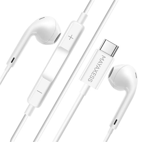 Mayaxess Blanc Ecouteurs Filaires Usb-C Pour Galaxy S25 Edge Avec Microphone Intégré - Image 3