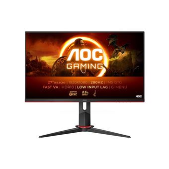 AOC Gaming 27G2ZN3/BK - Écran LED - jeux - 27" - 1920 x 1080 Full HD (1080p) @ 280 Hz - VA - 300 cd/m² - 4000:1 - HDR10 - 0.5 ms - 2xHDMI, DisplayPort - noir, rouge