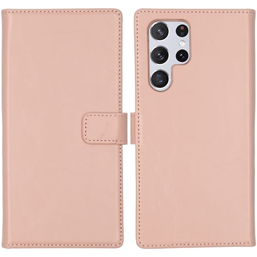 Étui de téléphone portefeuilen cuir véritabSamsung Galaxy S22 Ultra - Dusty Pink Selencia