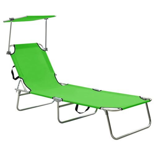 Vidaxl Vert Chaise Longue Avec Auvent - Pomme - Image 3