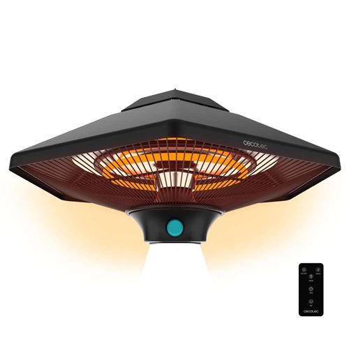 Cecotec Chauffage électrique extérieur au plafond ReadyWarm 2000 Power Ceiling. 2000 W à 3 niveaux, Technologie halogène
