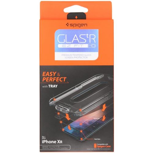 Spigen GLAS.tR EZ Fit - Schermbeschermer voor mobiele telefoon - transparant - voor Apple iPhone XR