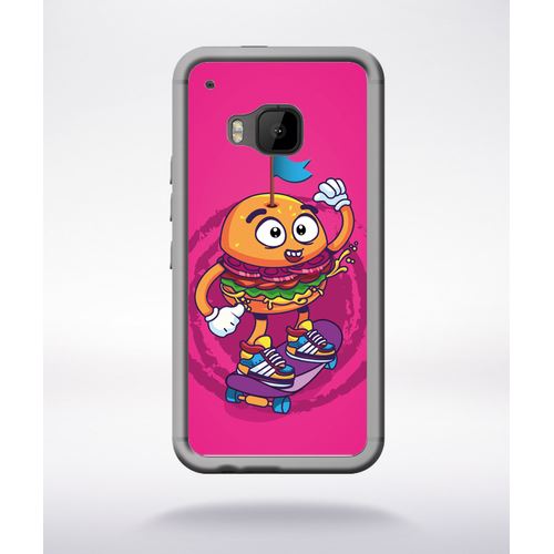 Coque Burger Fond Rose Compatible Htc One M9 Transparent