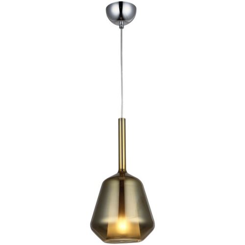 HOMEMANIA Lampe à Suspension Onda - Lustre - Lustre de plafond - Chrome, or en Métal, Verre, 18 x 18 x 90 cm, 1 x E27, 40W