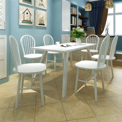 vidaXL Eetkamerstoelen 6 st massief hout wit