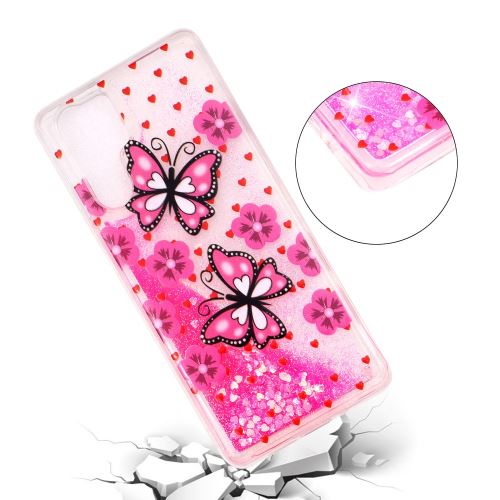 Coque en TPU impression de motifs paillettes à sable mouvant papillon et fleurs pour votre Huawei P30 Pro