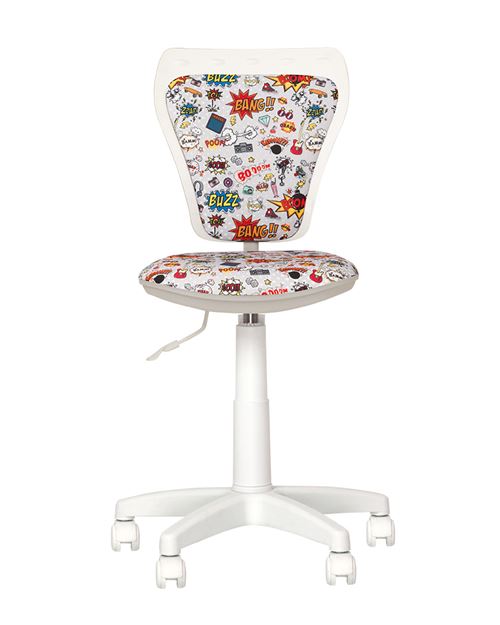 Ministyle white comics- chaise de bureau pour enfant en tissu gris clair multicolor cm2