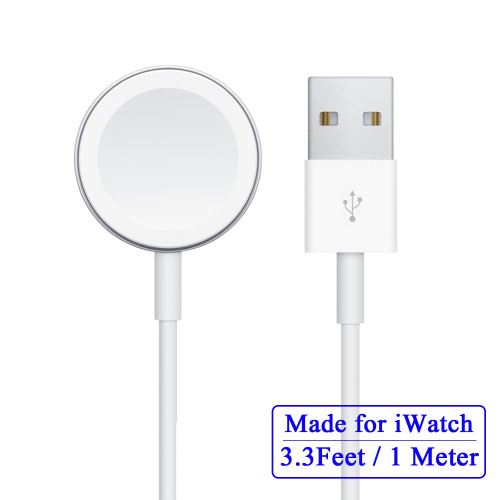 VSHOP® Câble de Charge magnétique sans Fil pour iWatch - 1 m - pour Apple Watch Serie 1 2 3 4 iWatch - Blanc - 38 mm 42 mm