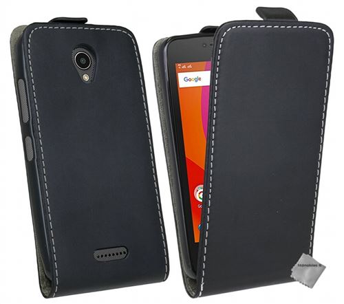 Housse etui coque pochette pu cuir fine pour lenovo b + film ecran - noir
