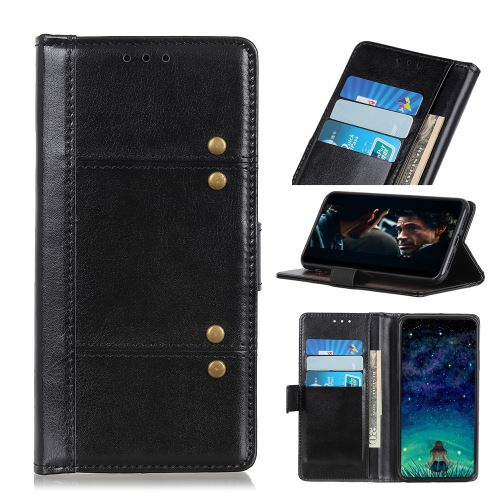 Etui en PU rivet de cheval fou décoré noir avec support pour votre Apple iPhone 6.1 pouces (2019)