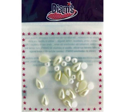 Cabochons Diam's Goutte et demie perle ivoire x30