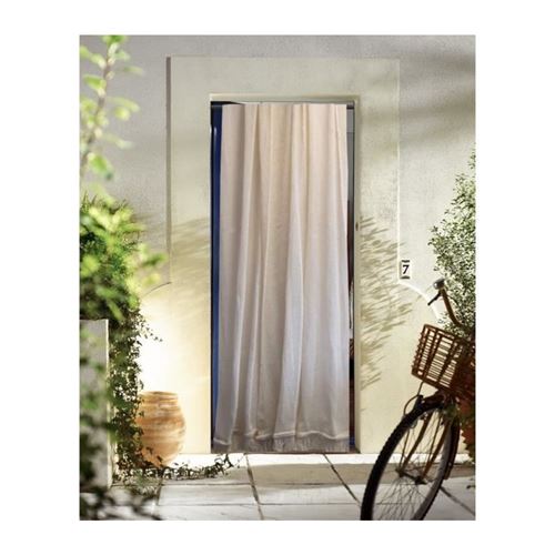 Rideau de Porte Marseillais uni &agrave; franges - Ecru - 140 x 225 cm
