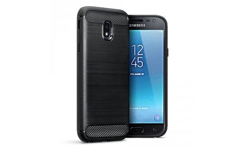 Coque pour Galaxy J5-2017 noire aspect carbone