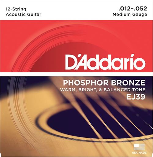 Daddario Bronze D'addario And Co Ej39 Phosphor 12C Medium 12-52 Jeux Folk 12 Cordes - Image 1