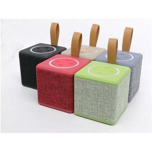 Mini Haut-Parleur Bluetooth Design Cube en Toile Rétro (Gris)