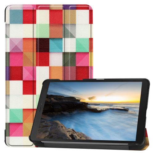 Générique Galaxy Etui En Pu Impression De Motifs Avec Support Tripliure Carrés Colorés Pour Votre Samsung Tab A 8.0 (2019) Sm-T290/Sm-T295 - Image 1