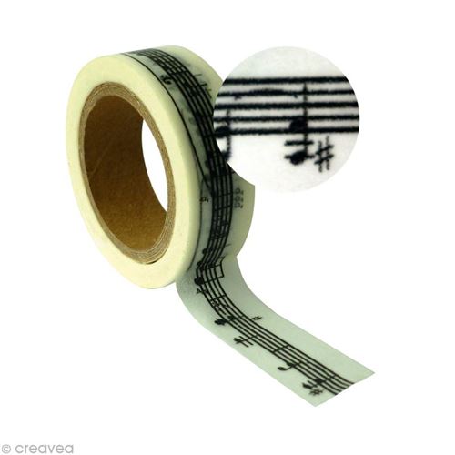Ruban adhésif décoratif - Portée musique 15 mm x 10 m