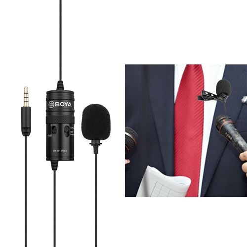 BOYA by-M1 Pro Microphone Lavalier Omnidirectionnel Micro-tête à Condensateur à Pince pour Smartphone DSLR Caméscope Enregistreur Audio Périphérique denregistrement