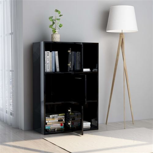 vidaXL Armoire de rangement Noir brillant 60x29,5x90 cm Aggloméré
