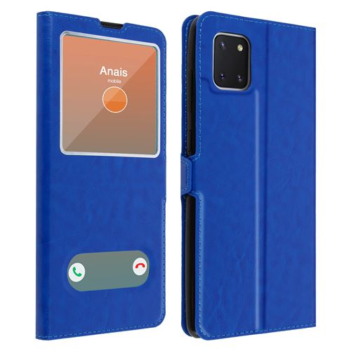 Avizar Housse Pour Galaxy Note 10 Lite Clapet Double Fenêtre Fonction Support Bleu