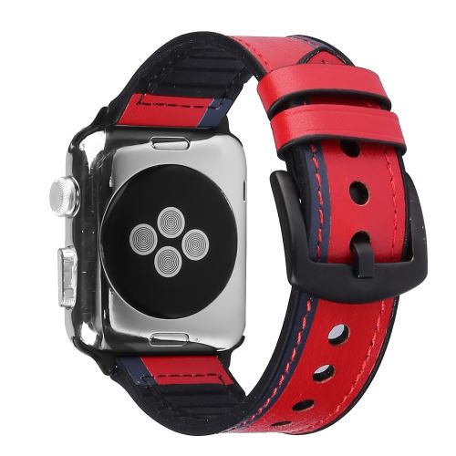 Bracelet en PU + silicone avec sangle rouge pour votre Apple Watch Series 4 40mm/Series 3/2/1 38mm