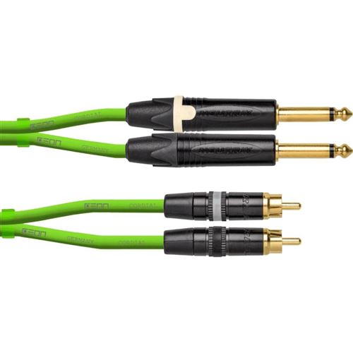 CORDIAL - DJ-JKRCA1.5G - Câble 2xRCA vers 2xJack 6.35mm Mono - 1.50m