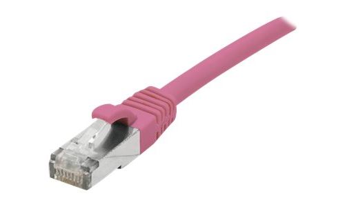 deXlan - Cordon de raccordement - RJ-45 (M) pour RJ-45 (M) - 50 cm - SFTP - CAT 6a - sans halogène, moulé, sans crochet - rose