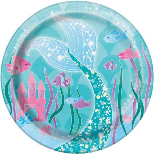 Unique assiettes de fête Mermaid multicolore 18 cm 8 pièces