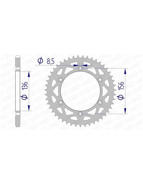 Couronne AFAM 49 dents alu ultra-light pas 520 type 15206N