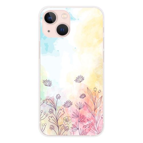 Coque en silicone imprimée compatible Apple iPhone 13 Mini Watercolor flowers