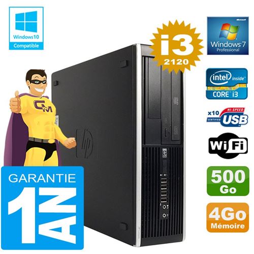 Pc hp compaq 8300 sff core i3-2120 ram 4go disque 500 go graveur dvd wifi w7