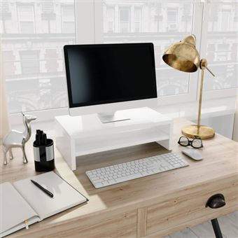 Support de moniteur Blanc brillant 42x24x13cm Bois d ingénierie - 1