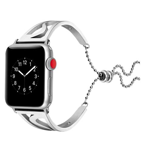 Bracelet Apple Watch 42 et 44 mm Manchette ajouré en Acier inoxydable - Argent