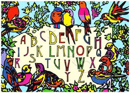 Tableau à colorier l'alphabet en oiseaux