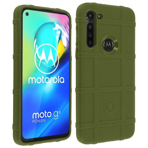 Coque pour Motorola Moto G8 Power Motif Carreaux Relief Renforcé Anti-trace Vert kaki