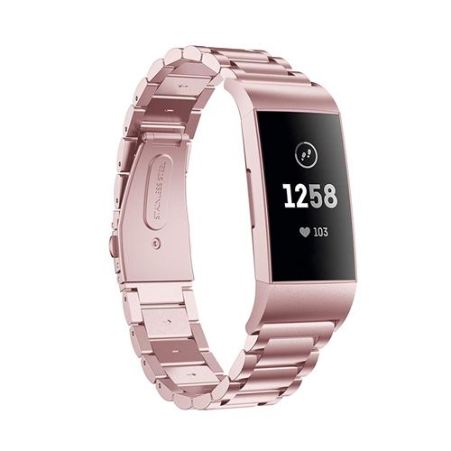 Bracelet en métal trois perles or rose pour votre Fitbit Charge 3