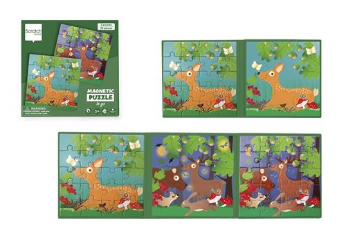 Scratch livre puzzle magnétique Animaux de la forêt 18 cm carton 2 pièces