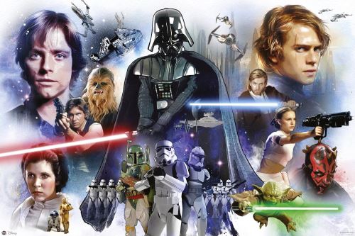 Poster affiche enroulé Star Wars Poster Epsiode 1 bis 6 Charaktere 61 x 91.5cm