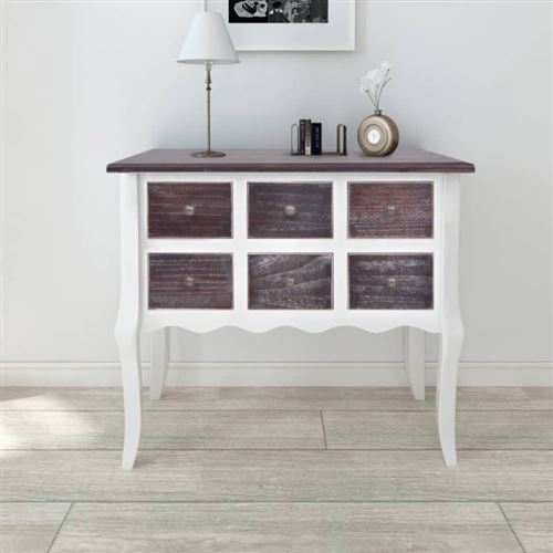 vidaXL Wandkast met 6 lades bruin en wit hout