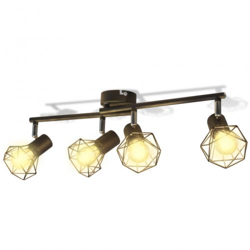 Cadre noir de projecteur industriel à 4 ampoules LED à incandescence