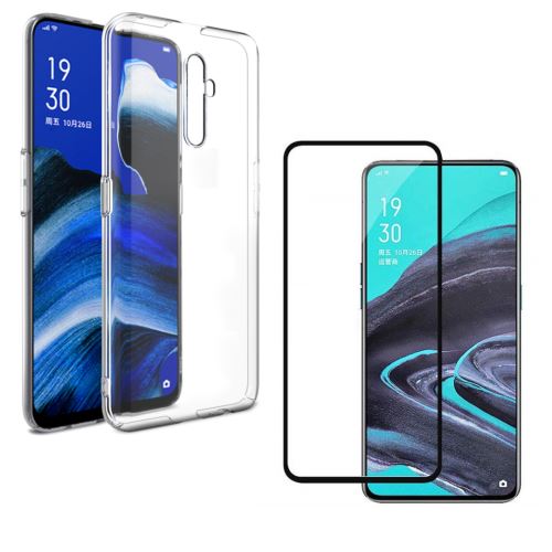 Coque pour OPPO RENO 2 et Verre Trempe Bord Noir - Protection Silicone Souple Ultra Mince Film Vitre Protection Ecran [Phonillico®]