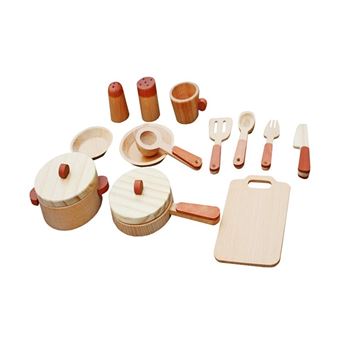 Jeu Dimitation En Bois Accessoires De Cuisine 16 éléments