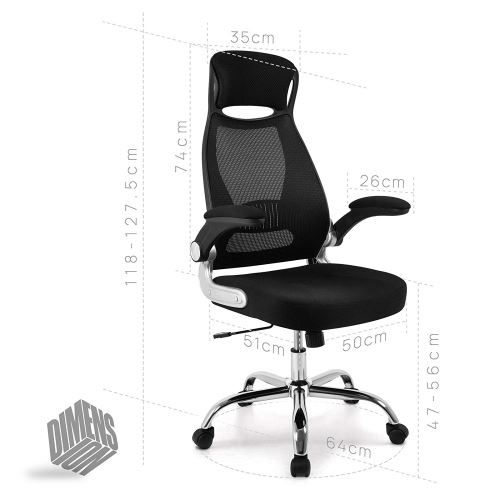 Chaise De Bureau En Maille Fauteuil De Direction Avec Accoudoirs Pliables Siege Ergonomique Assise Rembourree Hauteur Reglable Soutien Lombaire Noir Achat Prix Fnac