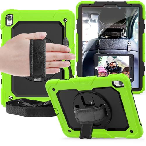 Générique Verte/Noir Coque En Tpu + Silicone Avec Béquille Pivotante À 360° Et Sangle Couche Externe Pour Votre Apple Ipad Pro 11 Pouces (2018) - Image 1