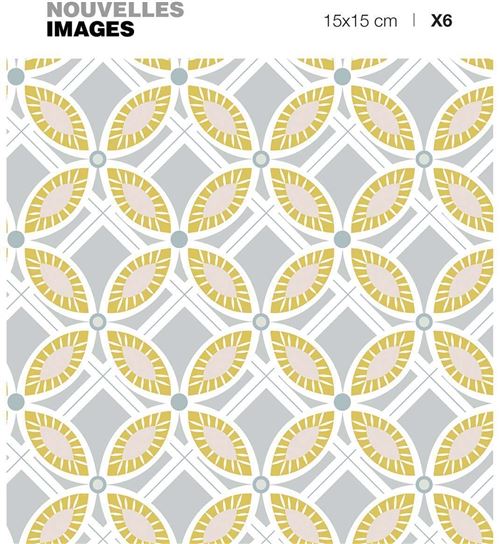 6 adhésifs de carrelage Fleurs ocre et grises Draeger la carterie