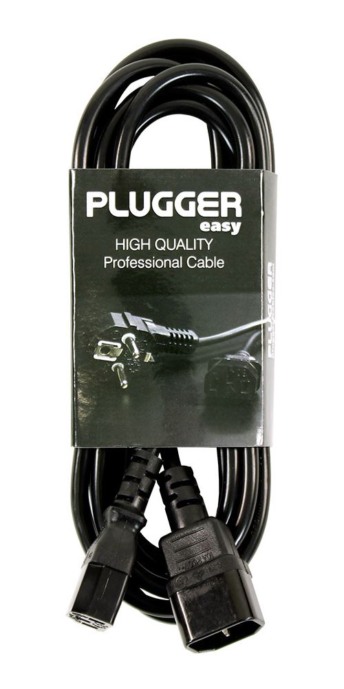 Plugger Rallonge électrique IEC mâle/femelle 3 m Noir
